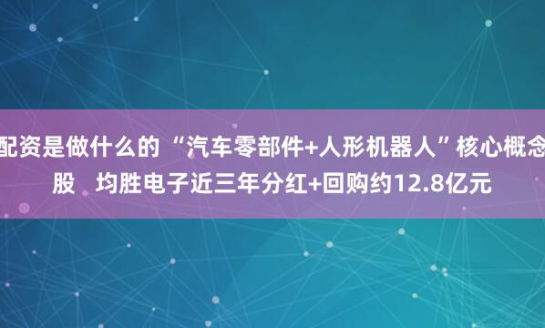 配资是做什么的 “汽车零部件+人形机器人”核心概念股   均胜电子近三年分红+回购约12.8亿元